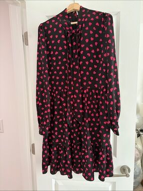 Kate Spade Pink Heart Print and Tie Neck